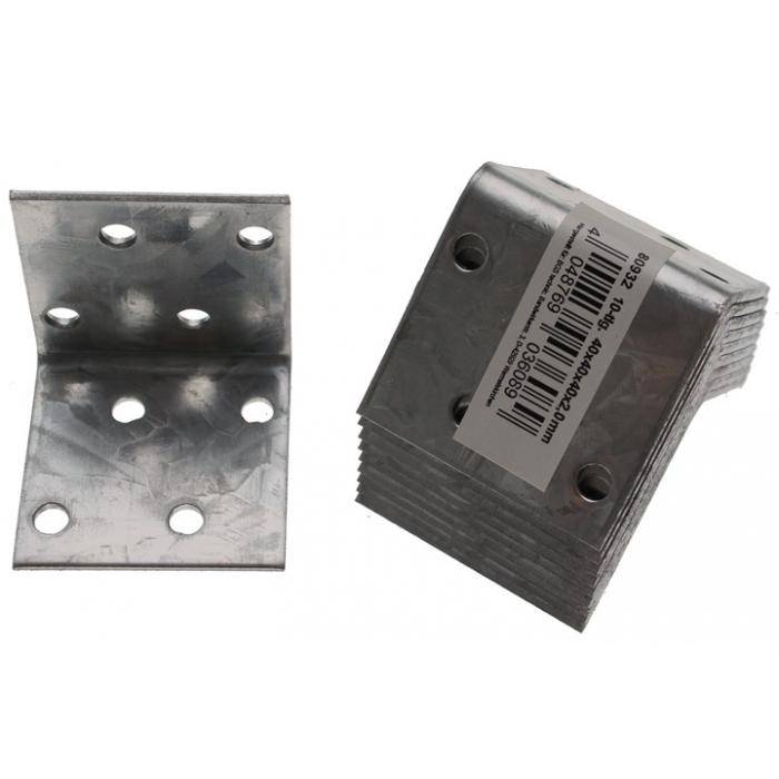 Winkelverbinder - 40 x 40 x 40 mm - feuerverzinkt - 10-tlg.
