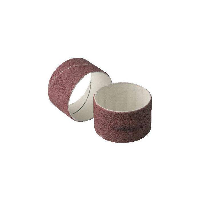 Zwei Schleiftücher aus Schleifpapier, eines aufrecht stehend und eines geneigt, auf weißem Hintergrund dargestellt.