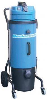 Blauer Industriesauger mit 'Nederman'-Logo, auf Rädern für erhöhte Mobilität gezeigt.