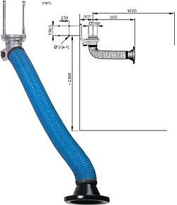 Absaugarm - Teleskop - DN 160 mm - Drehflansch um 360° drehend - inkl. Formteilflansch DN 150/160 mm für Rohranschluß