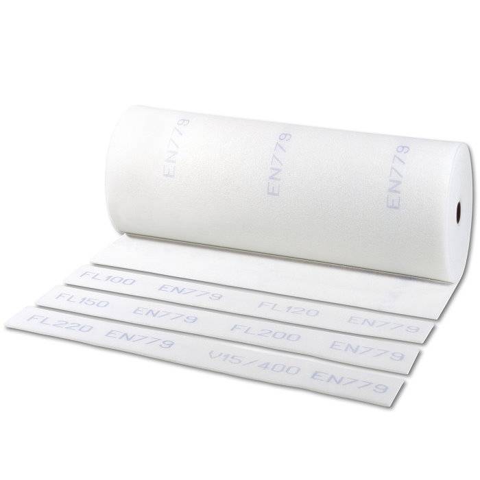 Grobstaubfiltermatte FL 150 - Polyesterfasergewebe - Materialdicke 10 mm - G2 (EU2) - Farbe weiß - Breite 0,7 m - Länge 20 m - Preis per Rolle
