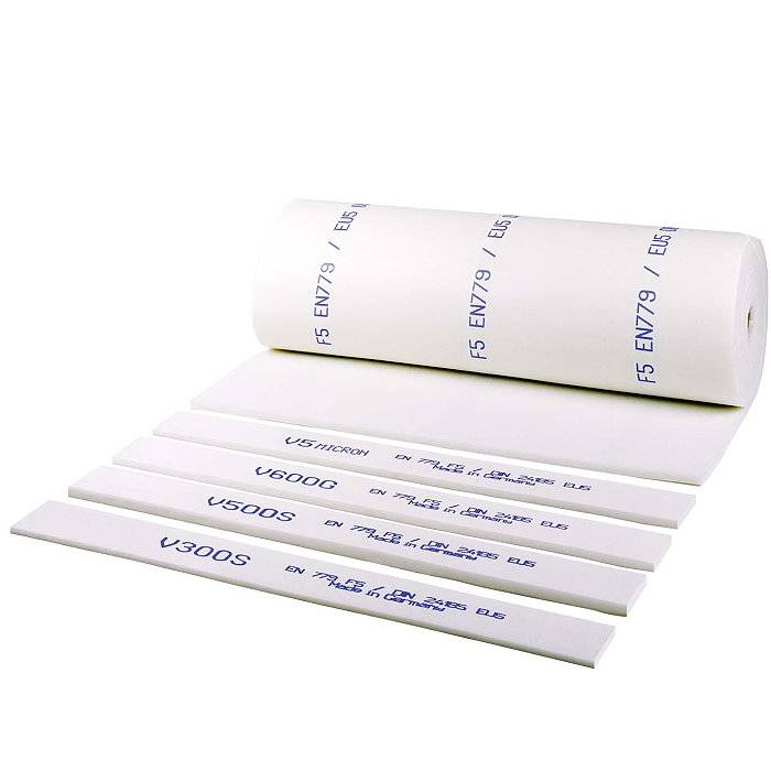 Feinstaubfiltermatte V 400S weiß - Polyesterfasergewebe - M5/2012 - Materialdicke 20 mm - Breite 2,0 m - Länge 20 m - Preis per Rolle