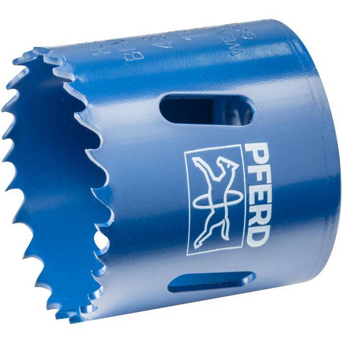 HSS-Lochsäge "PFERD" - Bezeichnung LS 46 - Durchmesser 46 mm / 31 mm - Gewinde 5/8"-18 - Drehzahl Stahl 185 U/min - Drehzahl Edelstahl (INOX) 90