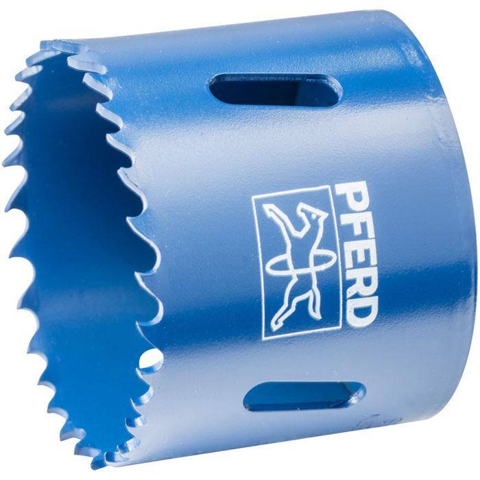 HSS-Lochsäge "PFERD" - Bezeichnung LS 52 - Durchmesser 52 mm / 31 mm - Gewinde 5/8"-18 - Drehzahl Stahl 165 U/min - Drehzahl Edelstahl (INOX) 80