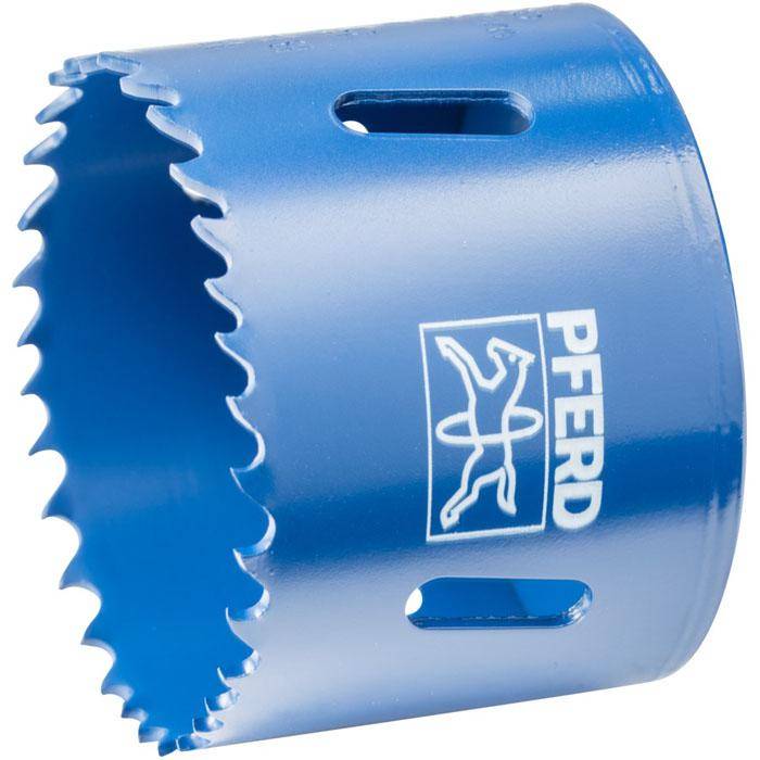 HSS-Lochsäge "PFERD" - Bezeichnung LS 57 - Durchmesser 57 mm / 31 mm - Gewinde 5/8"-18 - Drehzahl Stahl 150 U/min - Drehzahl Edelstahl (INOX) 75