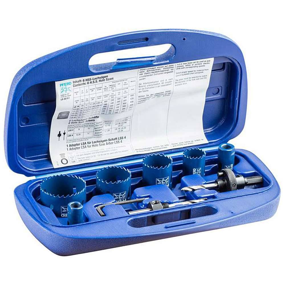 Lochsägen-Set - PFERD - für internationale Elektriker - HSS-Bimetall - 6 Lochsägen