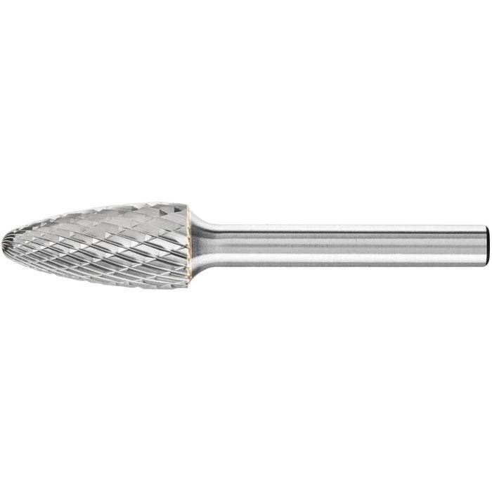 Frässtift "PFERD" - Hartmetall - Schaft-Ø 6 mm - rundbogenform - Bezeichnung RBF 1225/6 TOUGH - Zahnung TOUGH - Gesamtlänge 65 mm - Radius 2,5 mm