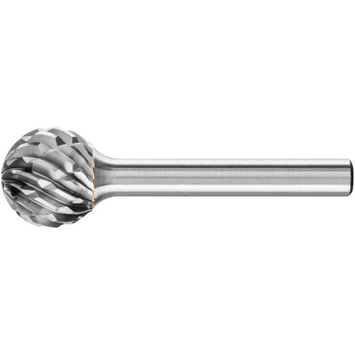 Frässtift - PFERD - Hartmetall - Schaft-Ø 6 mm - für Stahl - Kugelform - Bezeichnung KUD 1614/6 STEEL - Gesamtlänge 54 mm - Frässtift-Ø x Länge