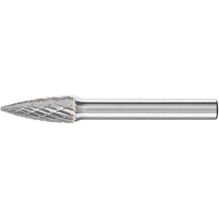 Frässtift "PFERD" - Hartmetall - Schaft-Ø 6 mm - spitzbogenform - Zahnung 3 PLUS - Bezeichnung SPG 0820/6 Z3 PLUS - Gesamtlänge 60 mm - Frässtift-