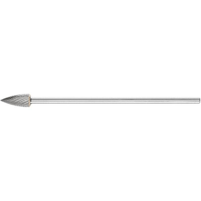 Frässtift "PFERD" - Hartmetall - Langschaft - Schaft-Ø 6 mm - Spitzbogenform - Bezeichnung SPG 1225/6 Z3 PLUS SL 150 - Gesamtlänge 175 mm - Frässt
