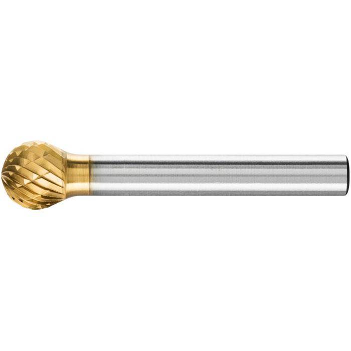 Frässtift - PFERD HICOAT® - Hartmetall - Schaft-Ø 6 mm - Kugelform - für Eisen, Stahl - Bezeichnung KUD 1009/6 - Gesamtlänge 49 mm - Frässtift-