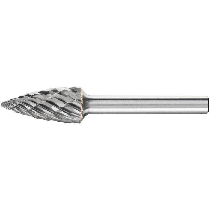 Frässtift - PFERD - Hartmetall - Schaft-Ø 6 mm - für Gusseisen - Spitzbogenform - Bezeichnung SPG 1225/6 CAST - Gesamtlänge 70 mm - Frässtift-Ø