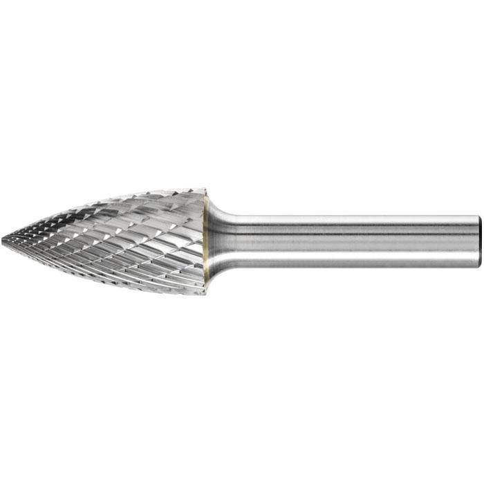 Frässtift "PFERD" - Hartmetall - Schaft-Ø 8 mm - spitzbogenform - Zahnung 3 PLUS - Bezeichnung SPG 1630/8 Z3 PLUS - Gesamtlänge 70 mm - Frässtift-