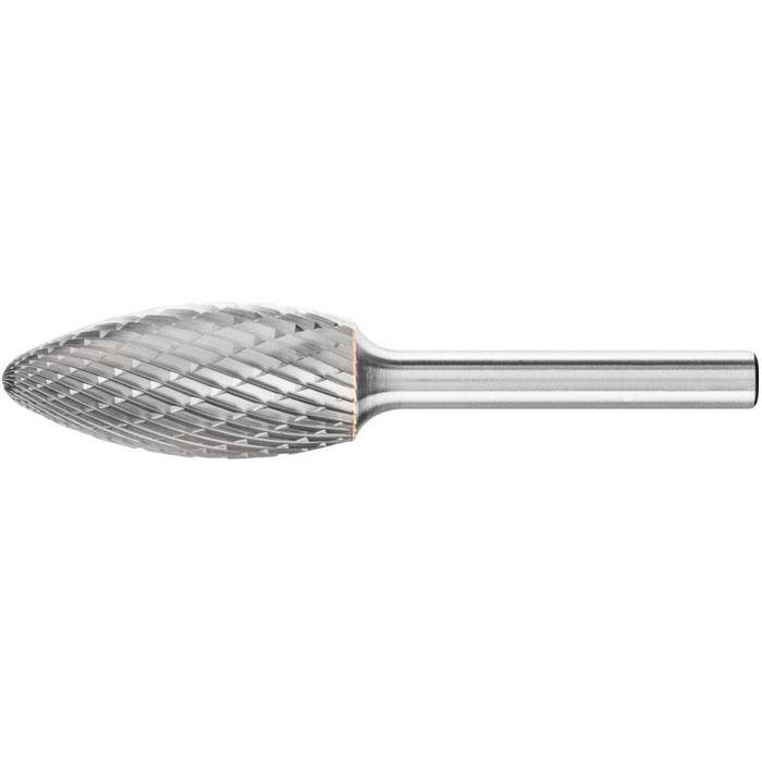 Frässtift "PFERD" - Hartmetall - Schaft-Ø 6 mm - flammenform B - Zahnung 3 PLUS - Bezeichnung B 1635/6 Z3 PLUS - Gesamtlänge 75 mm - Radius 2,6 mm