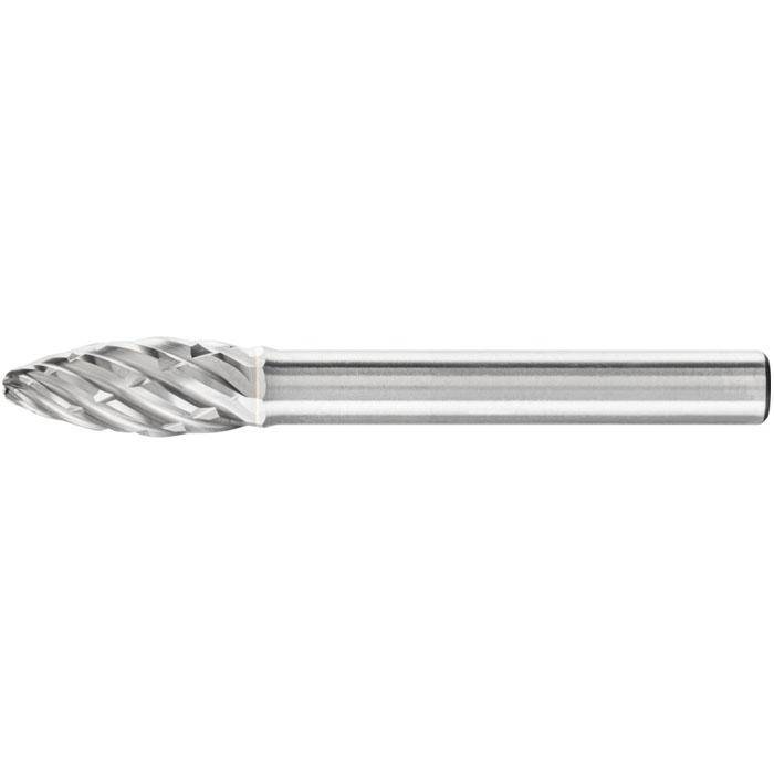 Frässtift - PFERD - Hartmetall - Schaft-Ø 6 mm - für Stahl - Flammenform - Bezeichnung B 0820/6 STEEL - Gesamtlänge 60 mm - Frässtift-Ø x Länge