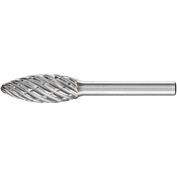 Frässtift - PFERD - Hartmetall - Schaft-Ø 6 mm - für Stahl - Flammenform - Bezeichnung B 1230/6 STEEL - Gesamtlänge 70 mm - Frässtift-Ø x Länge