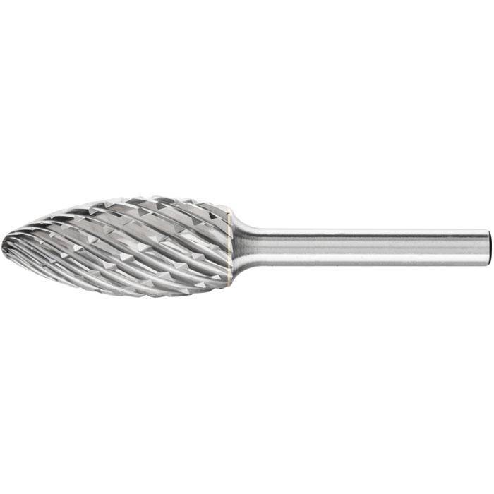 Frässtift - PFERD - Hartmetall - Schaft-Ø 6 mm - für Stahl - Flammenform - Bezeichnung B 1635/6 STEEL - Gesamtlänge 75 mm - Frässtift-Ø x Länge