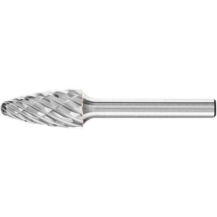 Frässtift - PFERD - Hartmetall - Schaft-Ø 6 mm - für Gusseisen - Rundbogenform - Bezeichnung RBF 1225/6 CAST - Gesamtlänge 65 mm - Frässtift-Ø x