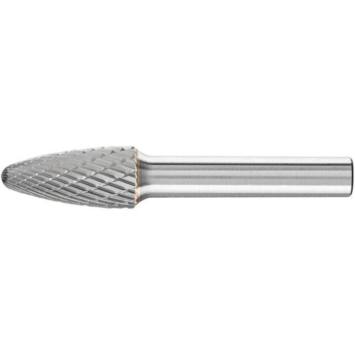 Frässtift "PFERD" - Hartmetall - Schaft-Ø 8 mm - Rundbogenform - Zahnung 3 PLUS - Bezeichnung RBF 1225/8 Z3 PLUS - Gesamtlänge 65 mm - Frässtift-
