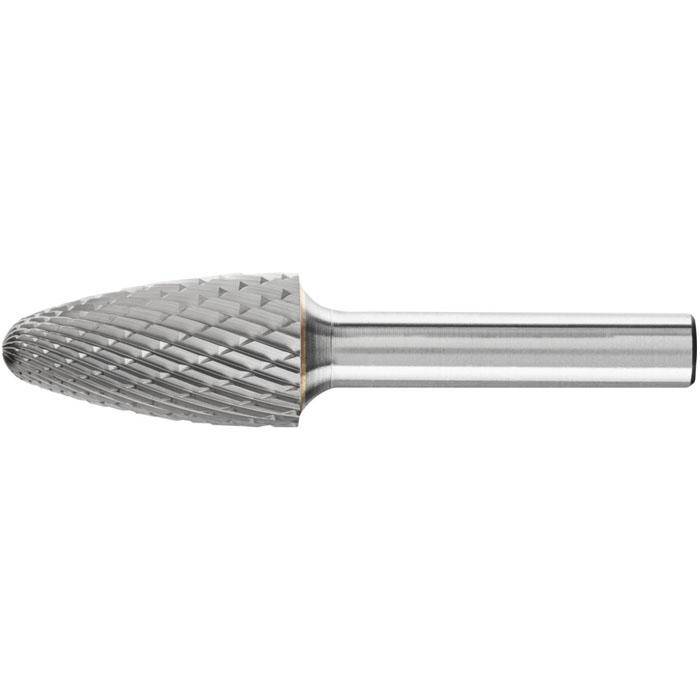 Frässtift "PFERD" - Hartmetall - Schaft-Ø 8 mm - Rundbogenform - Zahnung 3 PLUS - Bezeichnung RBF 1630/8 Z3 PLUS - Gesamtlänge 70 mm - Frässtift-