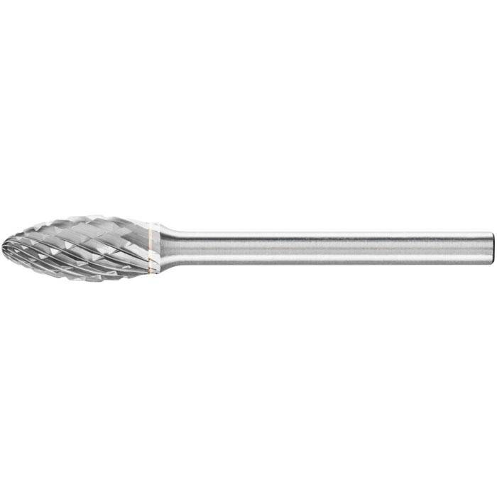 Frässtift "PFERD" - Hartmetall - Schaft-Ø 3 mm - flammenform B - Zahnung 3 PLUS - Bezeichnung B 0613/3 Z3 PLUS - Gesamtlänge 43 mm - Radius 1 mm