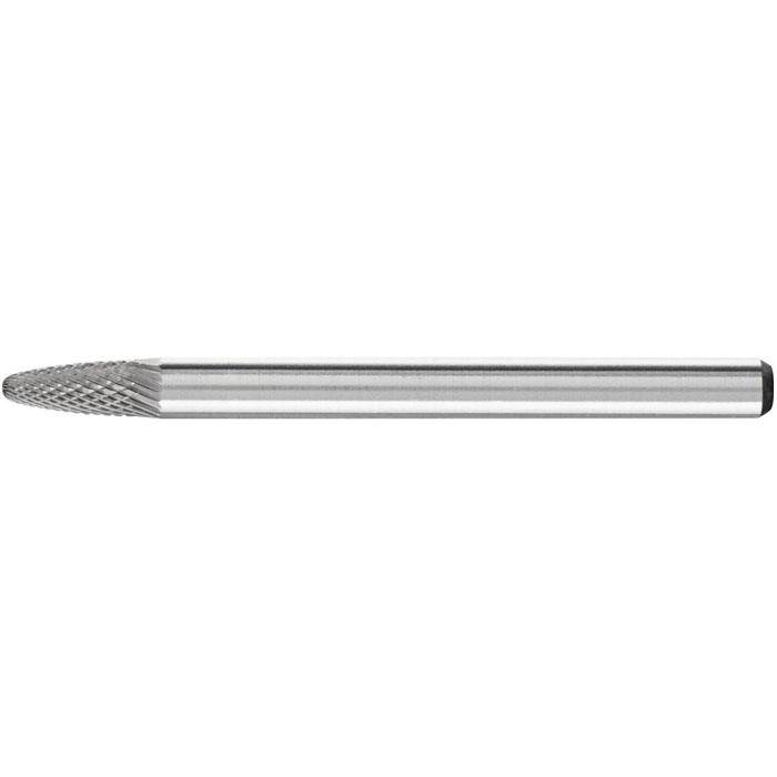 Frässtift "PFERD" - Hartmetall - Schaft-Ø 3 mm - rundbogenform - MICRO-Verzahnung - Bezeichnung RBF 0307/3 MICRO - Gesamtlänge 37 mm - Radius 0,75