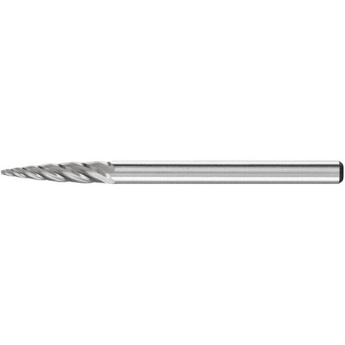 Frässtift - PFERD - Hartmetall - Schaft-Ø 3 mm - Spitzbogenform - ALU Zahnung - Bezeichnung SPG 0313/3 ALU - Gesamtlänge 43 mm - Frässtift-Ø x L