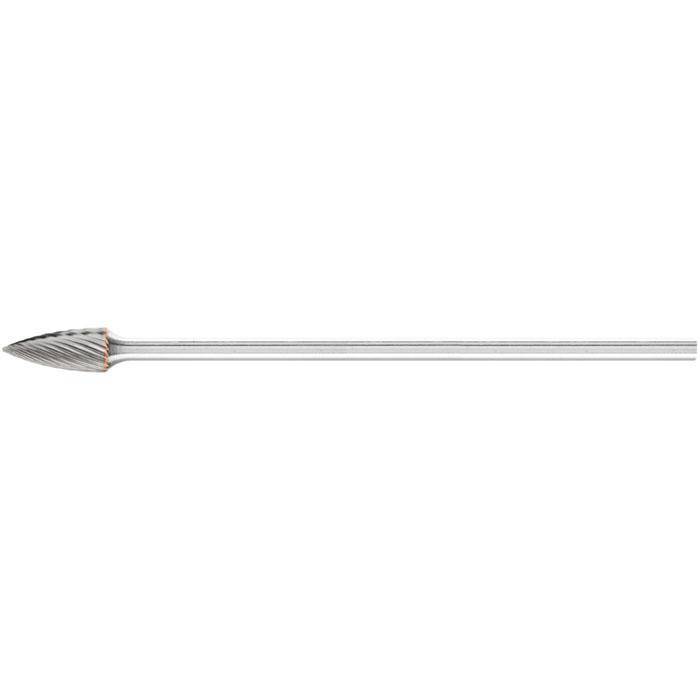 Frässtift "PFERD" - Hartmetall - Langschaft - Schaft-Ø 3 mm - Spitzbogenform - Bezeichnung SPG 0613/3 Z5 GL 75 - Zahnung 5 - Gesamtlänge 88 mm - Sc