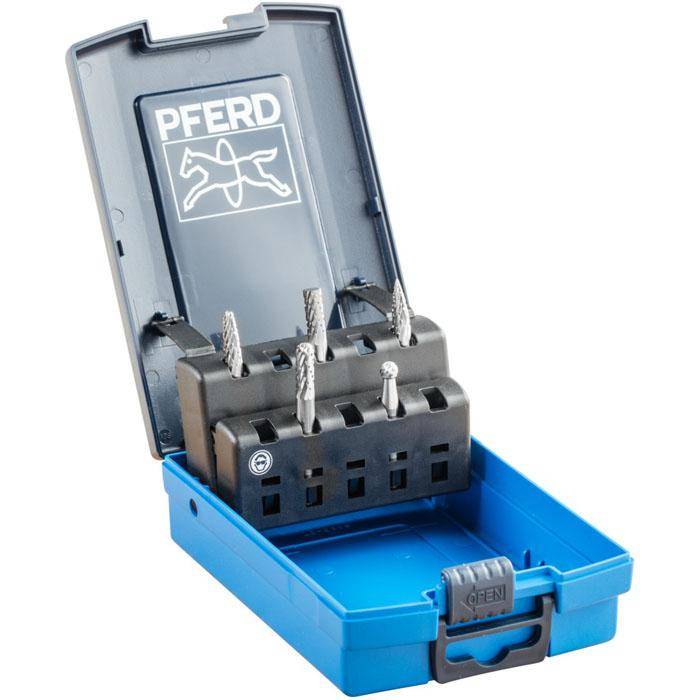 Frässtifte-Set - PFERD - 5 Hartmetallfrässtifte - Schaft-Ø 6 mm - Z3 PLUS Zahnung
