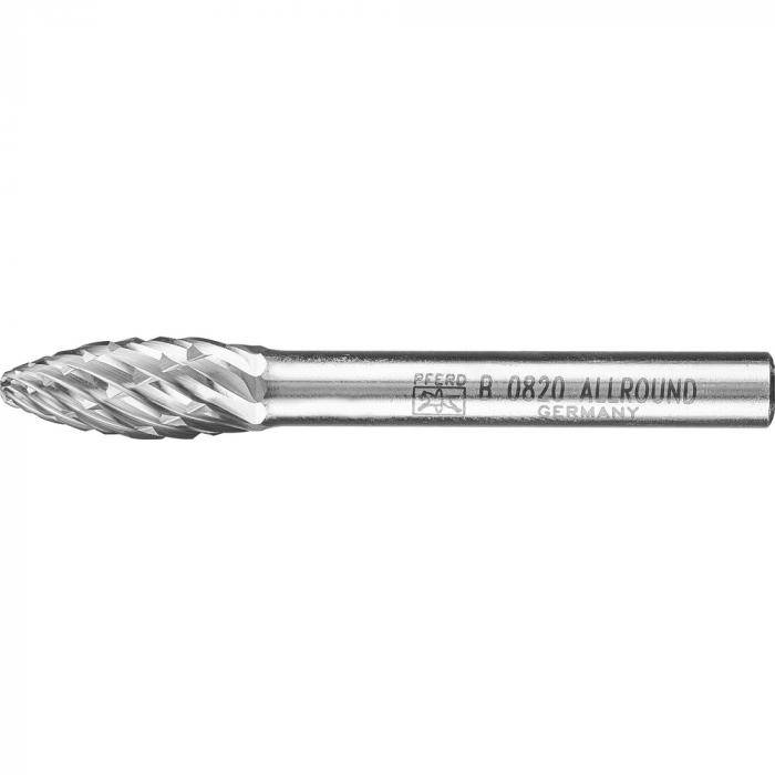 PFERD HM-Frässtift - Flammenform B - ALLROUND - Frässtift-Ø 8 mm - Schaft-Ø 6 mm