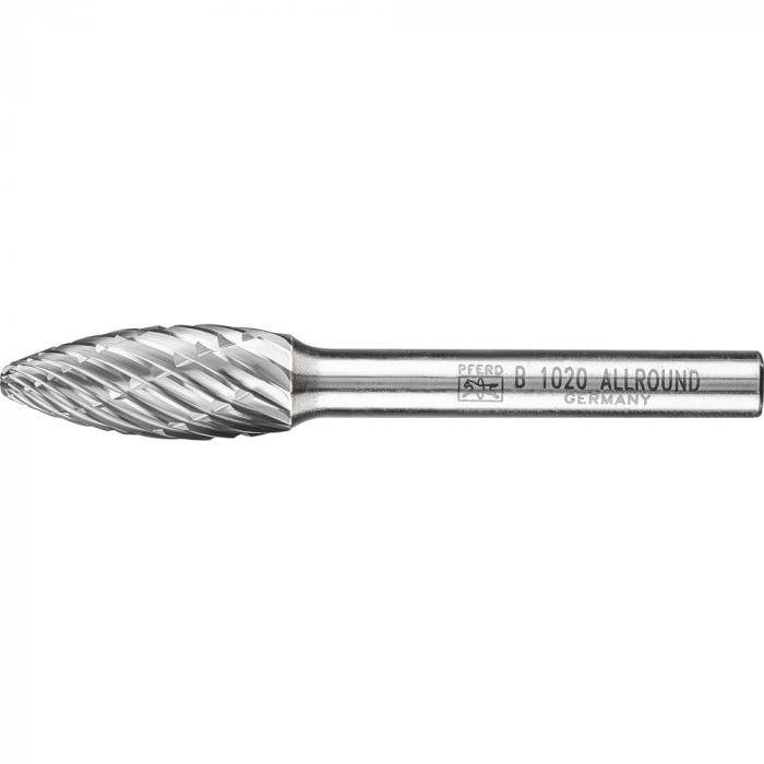 PFERD HM-Frässtift - Flammenform B - ALLROUND - Frässtift-Ø 10 mm - Schaft-Ø 6 mm