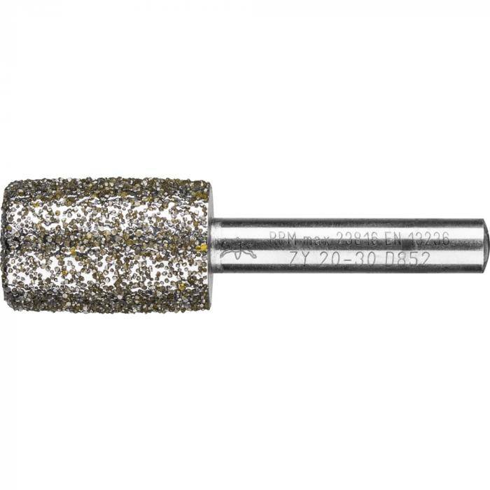 PFERD Diamant-Schleifstift für Grau- und Sphäroguss - Zylinderform ZY - Korngröße D 852 - Außen-ø 20 mm - Schaft-ø 8 mm