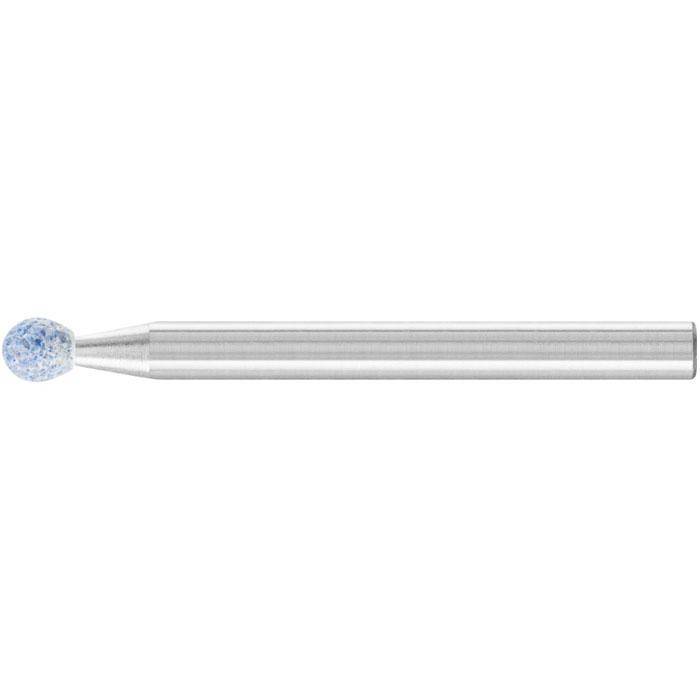 Schleifstift - PFERD - Schaft-Ø 3 x 30 mm - Härte J - Kugelform - für Titan etc - Bezeichnung KU 03 3 AWCO 60 J 5 V - D x T 3 mm - Korngröße 60 -