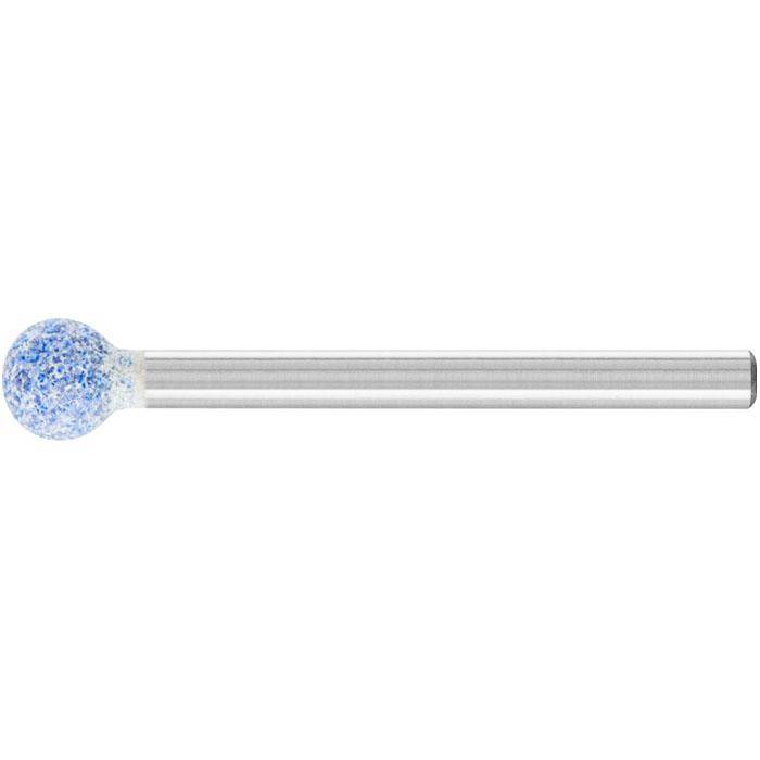 Schleifstift - PFERD - Schaft-Ø 3 x 30 mm - Härte J - Kugelform - für Titan etc - Bezeichnung KU 06 3 AWCO 60 J 5 V - D x T 6 mm - Korngröße 60 -