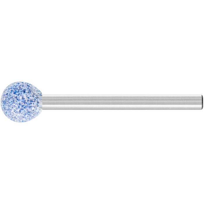 Schleifstift - PFERD - Schaft-Ø 3 x 30 mm - Härte J - Kugelform - für Titan etc - Bezeichnung KU 08 3 AWCO 46 J 5 V - D x T 8 mm - Korngröße 46 -