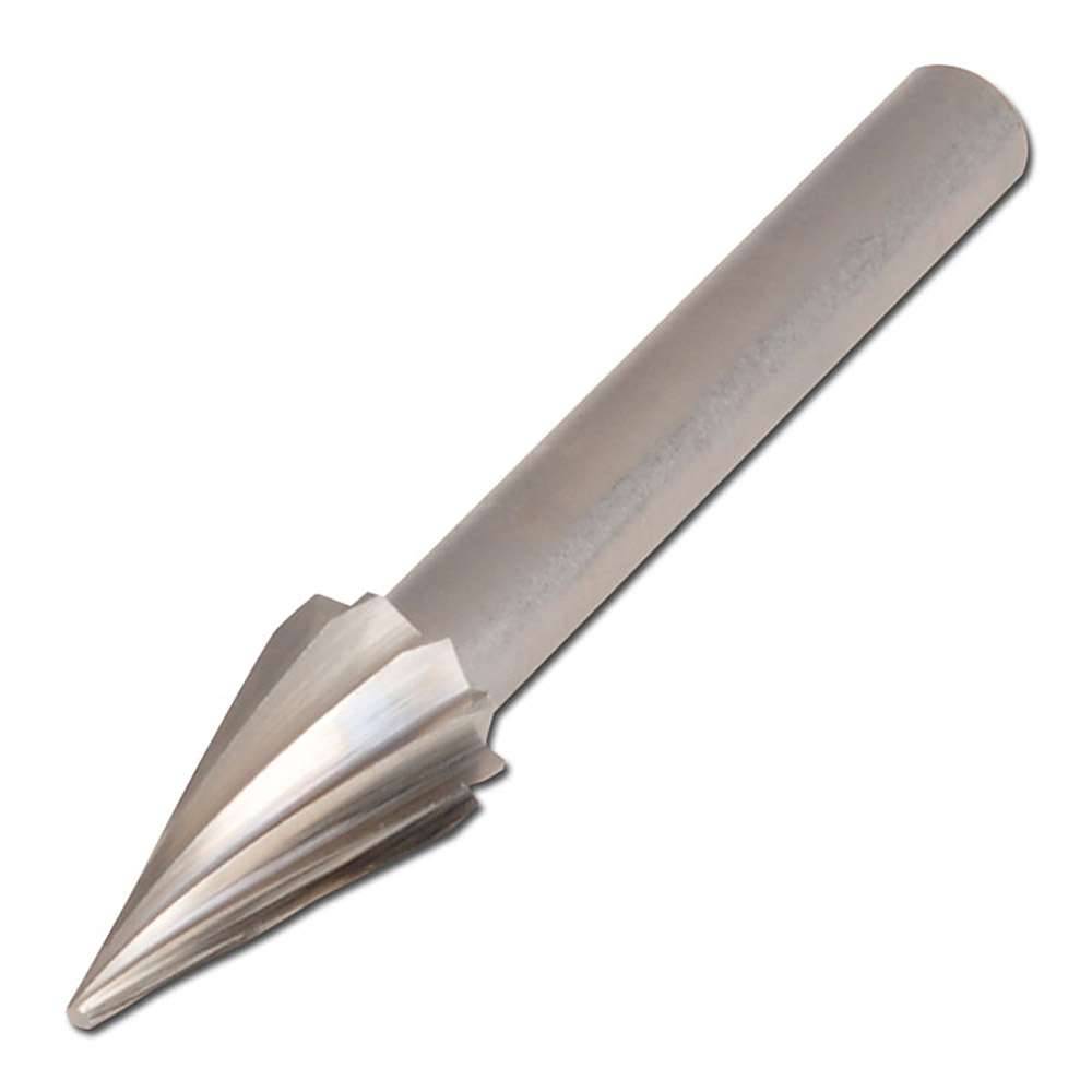 HSS-Frässtift, PFERD - Spitzkegelform G - für NE-Metalle - Kopf-Ø x Kopflänge Ø 12 mm x 25 mm - Schaft-Ø 6 mm - Gesamt 65 mm - Winkel 27° - Zah