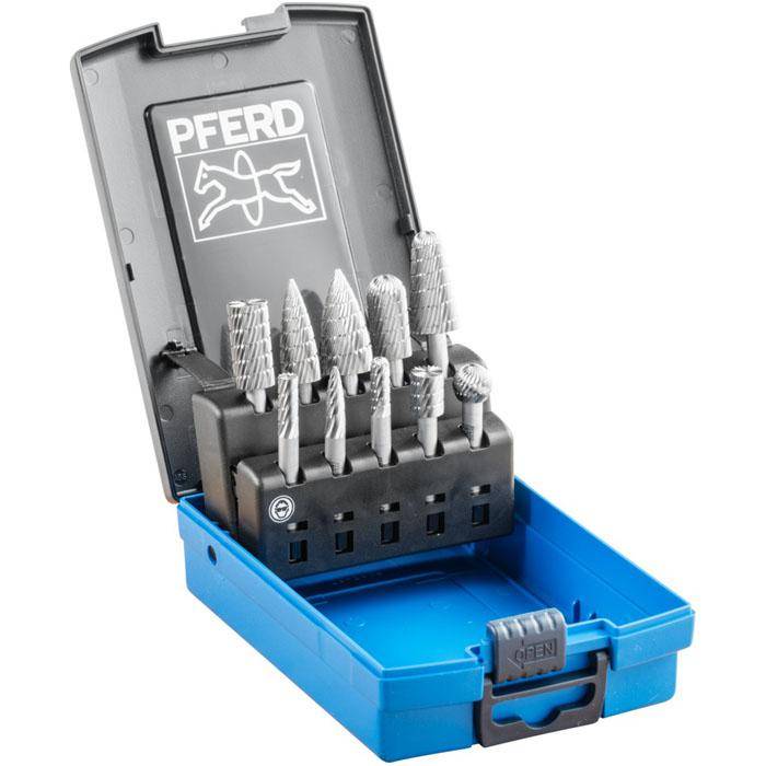Frässtifte-Set - PFERD - 10 HSS-Frässtifte - Schaft-Ø 6 mm - Zahnung 3