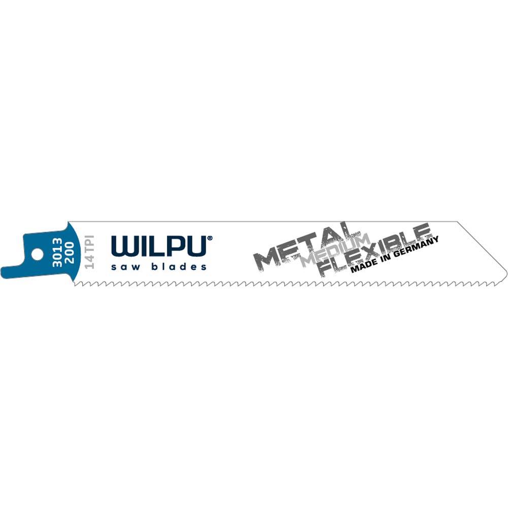 WILPU Säbelsägeblatt 3013/200 - 100 Stück - Aufnahme Universal - für Metall bis 3,5 mm - Abmessung 200x19x0,9 mm - Zahnteilung: 14 ZpZ / 1,8 mm