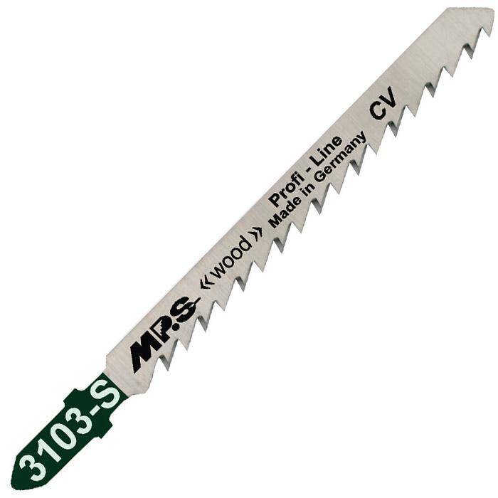 Stichsägeblatt - 75/100/1,7 mm - extra lang, gerader Schnitt - Chrom Vanadium - 5 Stück - Für Weichholz, Konstruktionsholz, Tischlerplatten, MDF