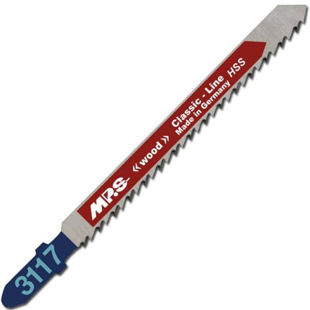 Stichsägeblätter - Winkelgenau - 75/100/1,4 mm - Hochleistungs-Schnellstahl - für Holz - gerader Schnitt - Zahnteilung 2,5 mm - 5 Stück