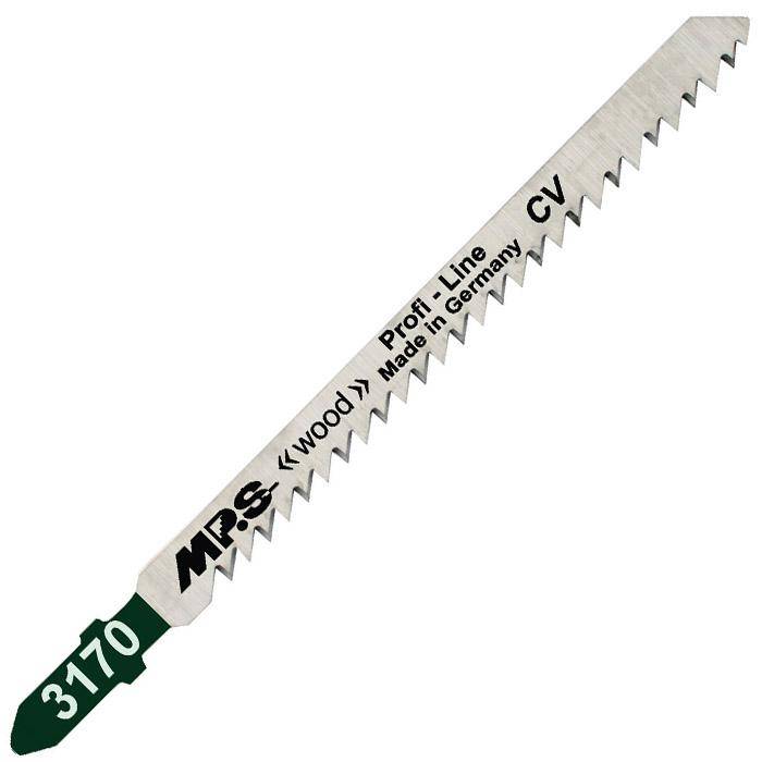 Stichsägeblätter - 90/115/1,45 mm - Chrom Vanadium - für Holz, gerader Schnitt - Zahnteilung 3 mm - wie Bosch T 301 CD / Metabo 23654 - 5 Stück