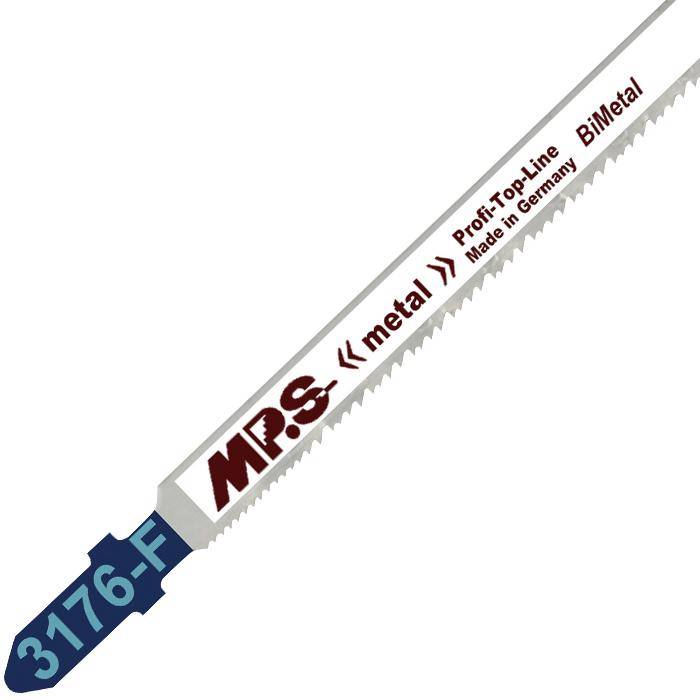 Stichsägeblätter - Bimetall - extra lang, 110/132/1 mm - Variozahn, Zahnteilung 1-1,6 mm - für Metalle / Stahl, gerader Schnitt - 5 Stück