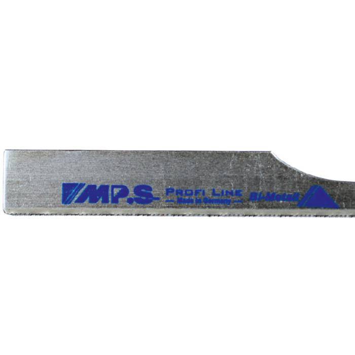 Nahaufnahme eines Metallschneidwerkzeugblatts mit der Aufschrift „MPS Profi Line