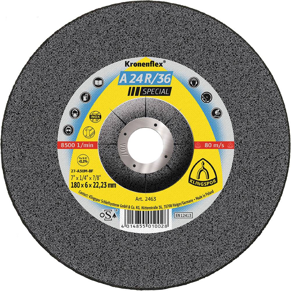 Schruppscheibe A24R/36 Special - für Edelstahl - Scheiben-Ø 115 mm - Breite 6 mm - Bohrung 22,23 mm - VE 10 Stück - Preis per VE