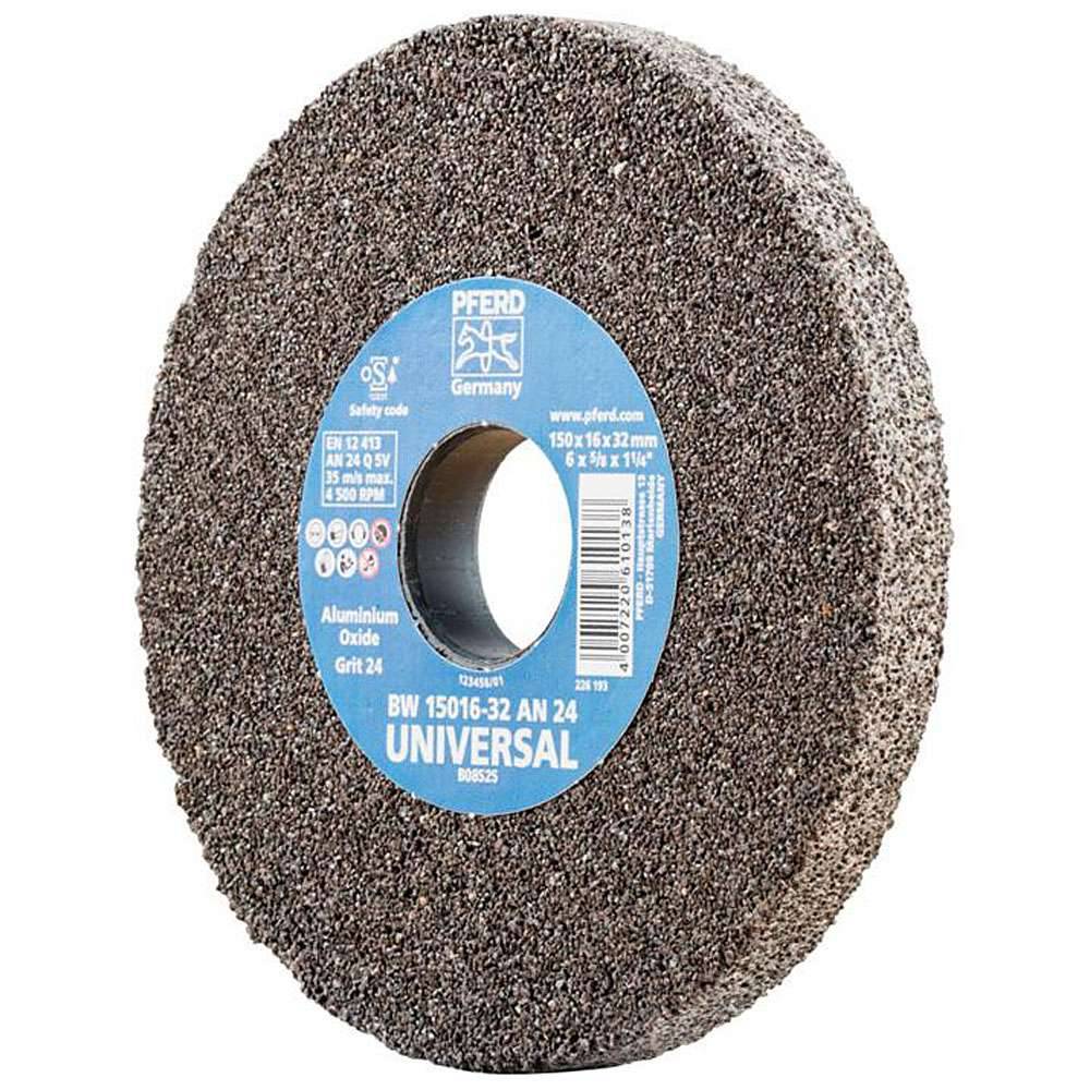 Schleifbockscheibe - PFERD - Ø 150 mm - für den universellen Einsatz - Bezeichnung BW 15016-32 AN 24 UNIVERSAL - Scheibenbreite 16 mm - Bohrungs-Ø