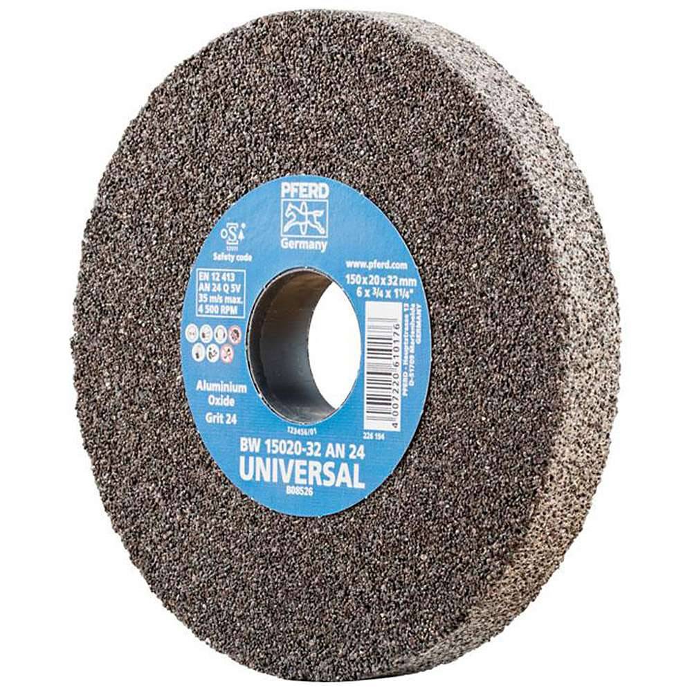 Schleifbockscheibe - PFERD - Ø 150 mm - für den universellen Einsatz - Bezeichnung BW 15020-32 AN 24 UNIVERSAL - Scheibenbreite 20 mm - Bohrungs-Ø