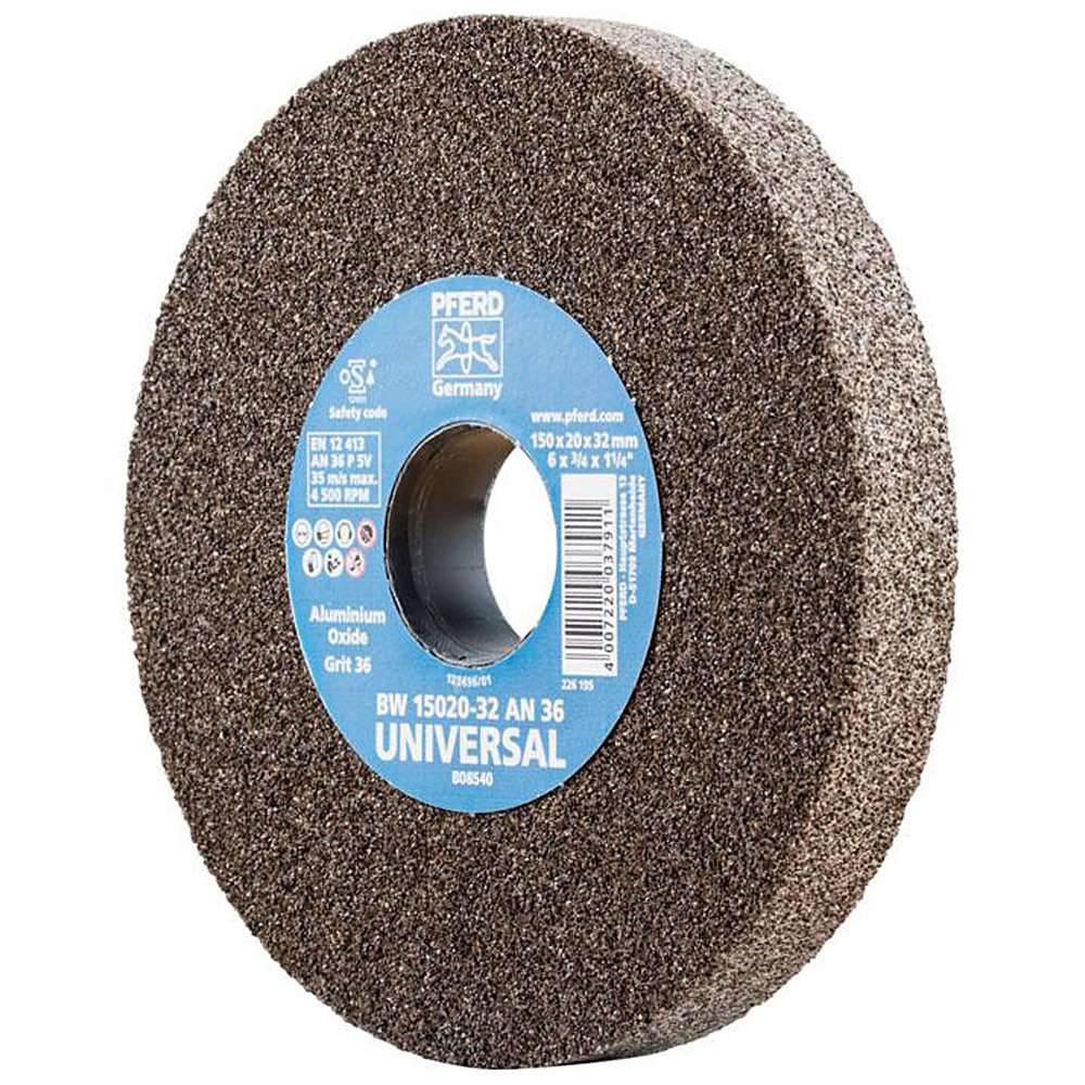 Schleifbockscheibe - PFERD - Ø 150 mm - für den universellen Einsatz - Bezeichnung BW 15020-32 AN 60 UNIVERSAL - Scheibenbreite 20 mm - Bohrungs-Ø