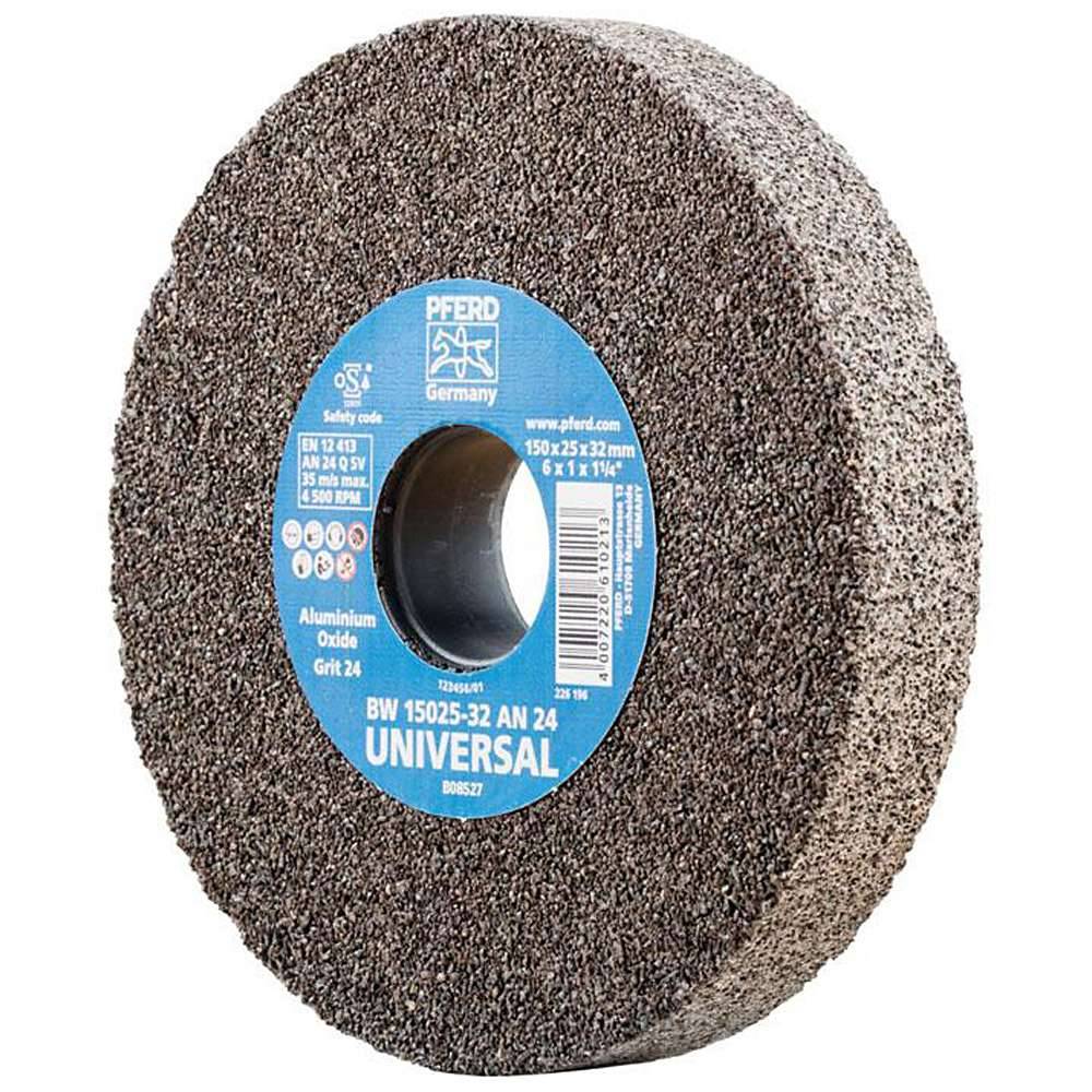 Schleifbockscheibe - PFERD - Ø 150 mm - für den universellen Einsatz - Bezeichnung BW 15025-32 AN 24 UNIVERSAL - Scheibenbreite 25 mm - Bohrungs-Ø