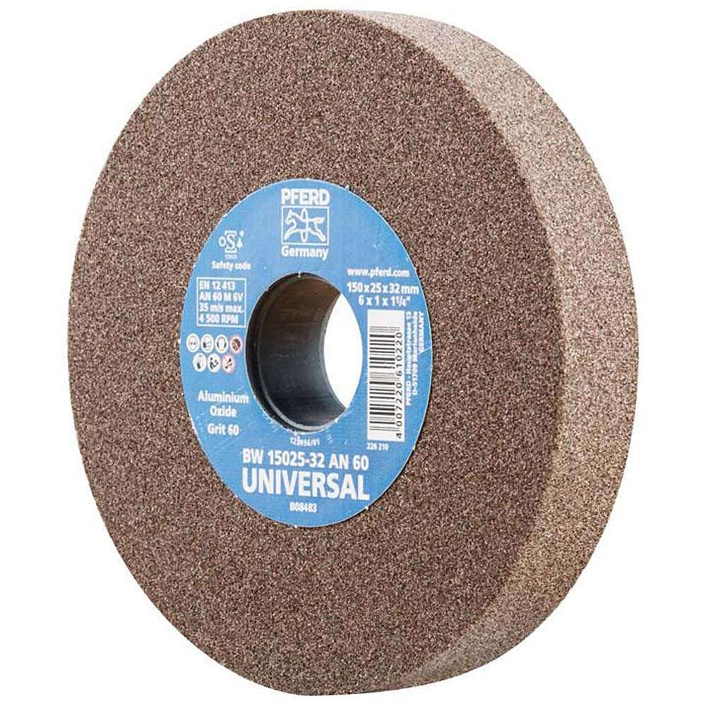 Schleifbockscheibe - PFERD - Ø 150 mm - für den universellen Einsatz - Bezeichnung BW 15025-32 AN 60 UNIVERSAL - Scheibenbreite 25 mm - Bohrungs-Ø