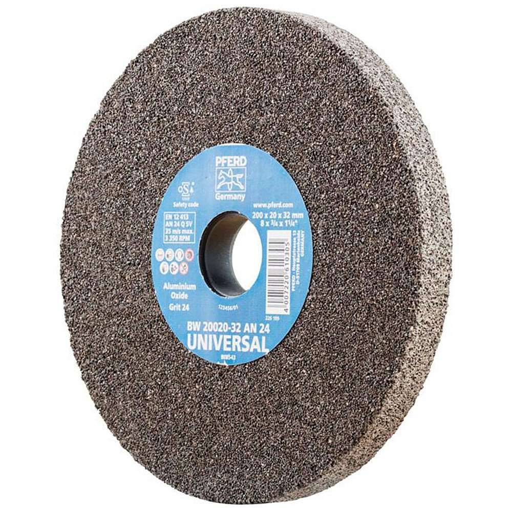 Schleifbockscheibe - PFERD - Ø 200 mm - für den universellen Einsatz - Bezeichnung BW 20020-32 AN 24 UNIVERSAL - Scheibenbreite 20 mm - Bohrungs-Ø